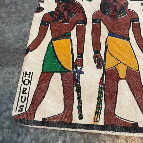 Vintage Egyptian Canvas Tote Bag Nefertari Ramses Horemheb Horus Hieroglyphics - Picture 9 of 14